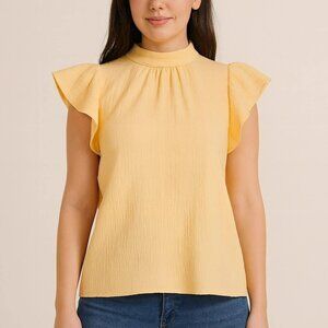 Joe's Jeans Collection Gauze Flutter Apricot Sherbet Cotton Blouse Large